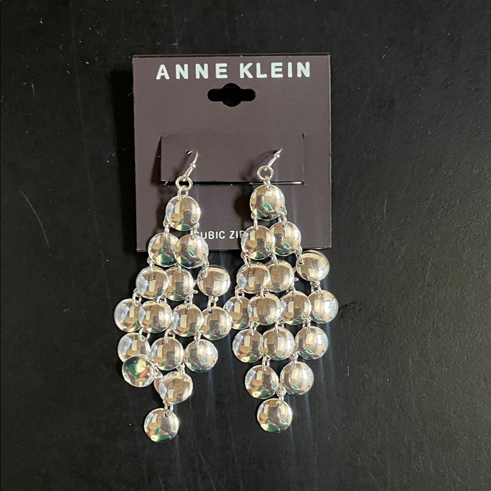 Anne Klein Silver Crystal Drop Earrings